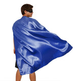 LONG CAPE Costume Cloak Halloween Fancy Dress Coat Jacket Superhero - Blue - Front View