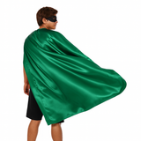 LONG CAPE Costume Cloak Halloween Fancy Dress Coat Jacket Superhero - Green - Front View
