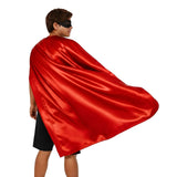 LONG CAPE Costume Cloak Halloween Fancy Dress Coat Jacket Superhero - Red - Front View