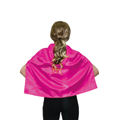 SHORT CAPE Kids Childrens Party Costume Vampire Coat School Team Colours - Hot Pink