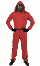 Adult Squid Game Costume Guard Tracksuit Halloween Party Red - Square - S/M(165 - 175cm) - Front View