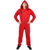 Salvador Dali La Casa De Papel Money Heist Red Jumpsuit Mask Costume Hoodie - S/M (165cm - 175cm) - Top-Down View