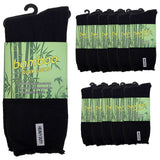 12 Pairs PREMIUM BAMBOO SOCKS Mens Heavy Duty Thick Work Socks Cushion BULK  - Black - 6-11 - Front View