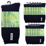 12 Pairs PREMIUM BAMBOO SOCKS Mens Heavy Duty Thick Work Socks Cushion BULK  - Navy Blue - 11-14 - Front View