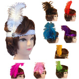 12x 1920s FLAPPER HEADBAND Headpiece Feather Sequin Charleston Gatsby Party BULK - Assorted Colours Pack - Side View