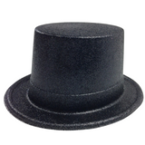 12-Pack Sparkling Glitter Top Hats - Fun Party Accessory for Costumes and Celebrations - Black - Side View