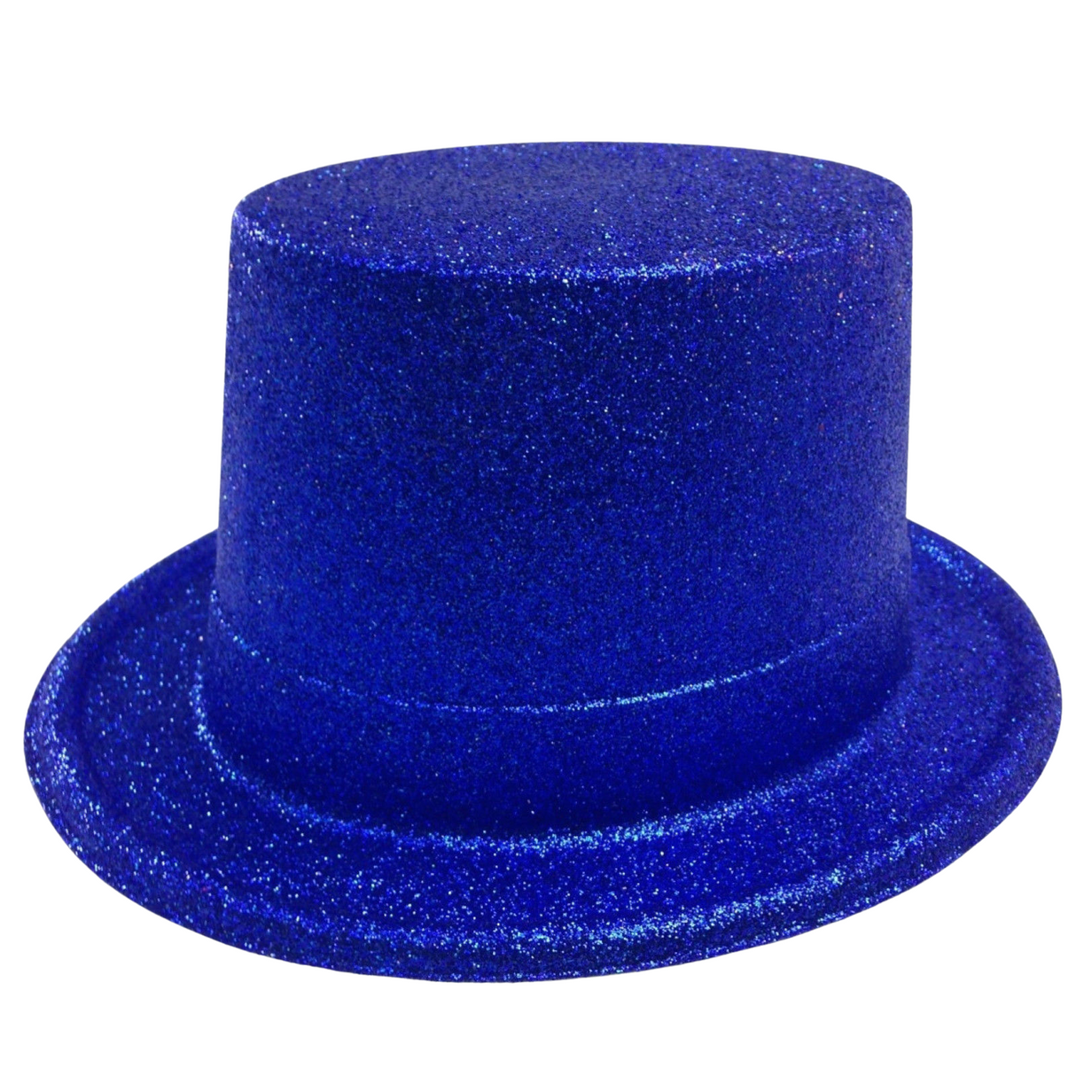 Set of 12 Sparkling Blue Glitter Top Hats for Fun Dress-Up Parties