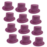 12-Pack Sparkling Glitter Top Hats for Parties - Light Pink Fancy Dress Accessories - Front View