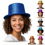 12-Pack Sparkling Glitter Top Hats - Fun Costume Accessory for Parties - Assorted Colors