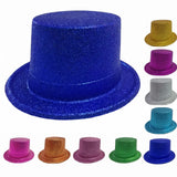 12-Pack Sparkling Glitter Top Hats - Fun Costume Accessory for Parties - Assorted Colors - Side View