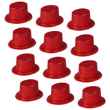 12-Pack Sparkling Red Glitter Top Hats for Parties and Costume Fun - Front View