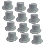Sparkling Glitter Top Hats - Bulk Pack of 12 Fun Costume Accessories for Parties - Silver