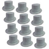 Sparkling Glitter Top Hats - Bulk Pack of 12 Fun Costume Accessories for Parties - Silver