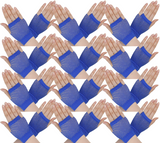 12 Pack Fingerless Fishnet Gloves - Retro Wrist-Length Dance Accessories - Blue - Front View