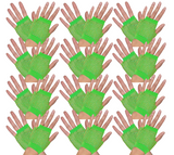 Bulk 12 Pair Fingerless Fishnet Gloves in Neon Green for 70s and 80s Costume Parties