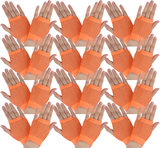 12 Pair Fishnet Gloves Fingerless Wrist Length 70s 80s Costume Party - Orange - Front View