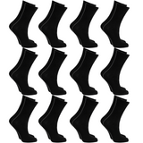 12x Pairs SCHOOL SOCKS Plain Cotton Rich Girls Boys School Uniform BULK - Black 13-3 - Front View
