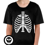 Kids' Spooky Skeleton Costume Tee - Fun Halloween Bones Shirt for Ages 10-12 - Top-Down View