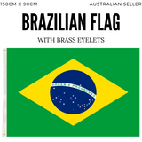 Sturdy Brazilian National Flag for World Cup - 150cm x 90cm - Side View