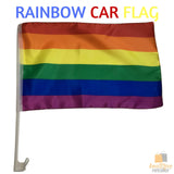 Vibrant Rainbow Pride Car Window Flags - 30cm x 45cm for Australia Day Festivities - Rear View