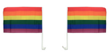 Rainbow Pride Car Flags with Window Clips - 30cm x 45cm for Festivals and Celebrations - Close-Up Angle