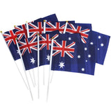 Australian Hand Flags – Set of 8 (14cm x 21cm) – Perfect for Australia Day Celebrations - Front View
