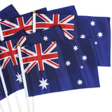 Australian Hand Flags – Set of 8 (14cm x 21cm) – Perfect for Australia Day Celebrations - Side View