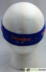 Australia Flag Headband Tennis Cricket Australia Day Aussie Costume in Blue - Close-Up Angle