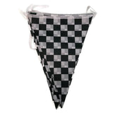 Race Car Checkered Triangle Bunting Flag Banner - 3.6 Metre Party Decoration - 45-Degree Angle