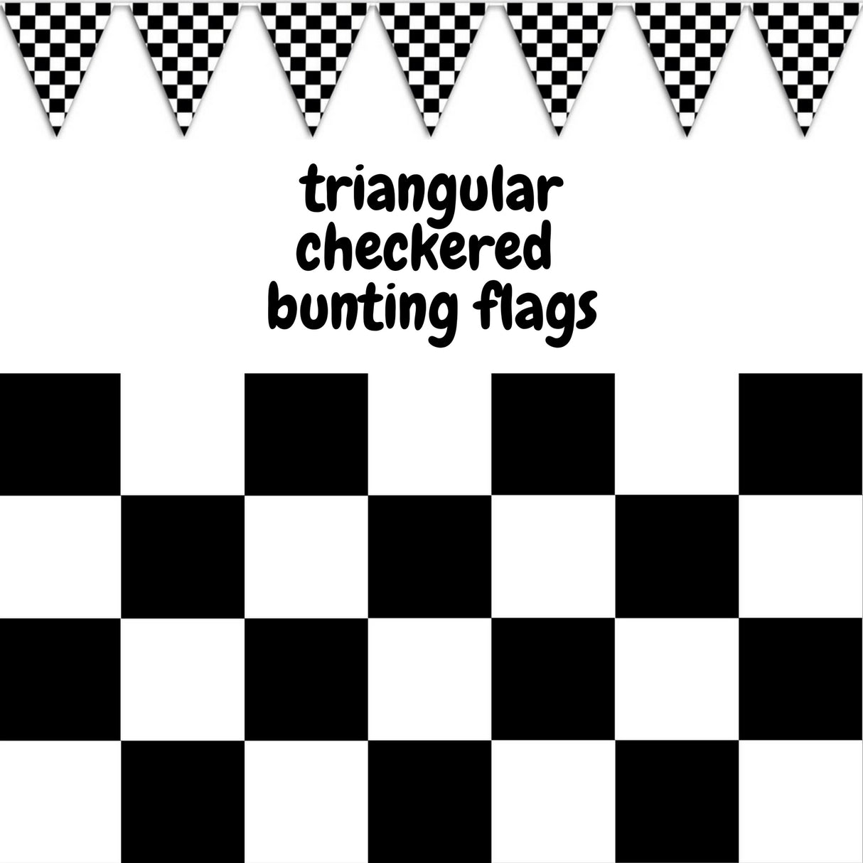 Race Car Checkered Triangle Bunting Flag Banner - 3.6 Metres Hanging Decoration