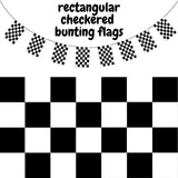 CHECKERED BUNTING FLAG Race Car Chequered Flag Banner Hanging Decoration Rectangular - 10.8 Metres - Front View