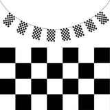 CHECKERED BUNTING FLAG Race Car Chequered Flag Banner Hanging Decoration Rectangular - 21.6 Metres - Front View