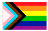 Deluxe Rainbow Progress Gay Pride Flag LGBTQ+ LGBTQIA Banner - 150x90cm - Front View