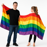 Rainbow Flag Cape Banner Decor Pride Mardi Gras - 150cm x 90cm - Side View