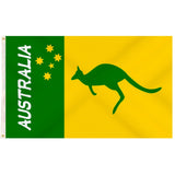Australian Green and Gold/Yellow Flag w/ Kangaroo  90x150cm Australia Day