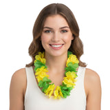 Green & Yellow Hawaiian Lei – Two-Tone Floral Necklace for Luau & Summer Parties Australia Day - Side View