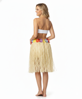 Tropical 40cm Hawaiian Hula Skirt with Grass Flowers and Lei for Adult Costumes