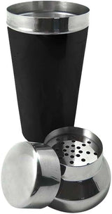 Elegant 700ml Cocktail Shaker Set with Strainer in Silver and Black - Front View