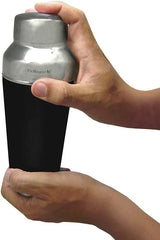 Elegant 700ml Cocktail Shaker Set with Strainer in Silver and Black - Side View