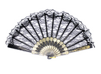 Lace Folding Hand Fan Bridal Wedding Party Spanish Costume Accessory - Black