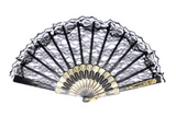Lace Folding Hand Fan Bridal Wedding Party Spanish Costume Accessory - Black - 45-Degree Angle