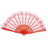 Graceful Crimson Lace Hand Fan - Perfect for Weddings and Bridal Events