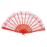 Graceful Crimson Lace Hand Fan - Perfect for Weddings and Bridal Events - Front View