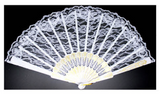 Lace Folding Hand Fan Bridal Wedding Party Spanish Costume Accessory - White - 45-Degree Angle