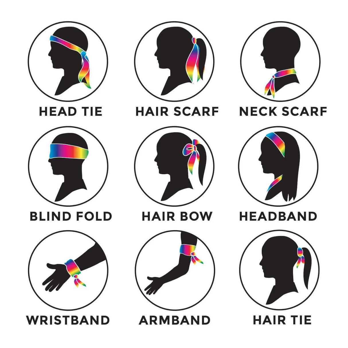 Rainbow Long Headband Band Gay Pride Scarf LBGTQ Hair Tie Headband Costume Party