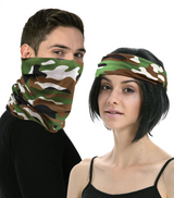 Multi Functional Tube Bandana Head Scarf Face Cover Mask Camo - Army Camouflage - Front View