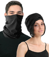 Seamless Tube Bandana Head Scarf Face Cover Mask Gaiter Ski Snow in Black - Side View