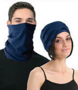 Seamless Tube Bandana Head Scarf Face Cover Mask Gaiter Ski Snow in Navy - Front View