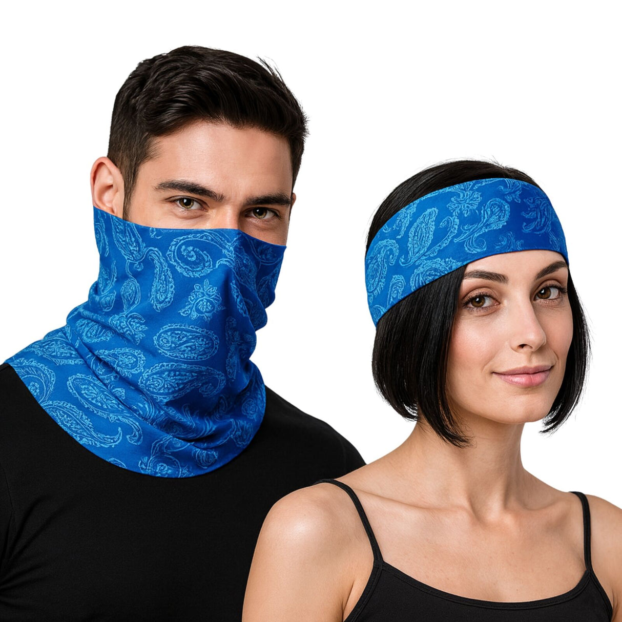 Multifunctional Royal Blue Paisley Tube Bandana & Neck Gaiter