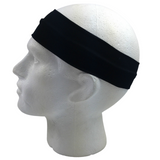 Unisex Wide Elastic Sweat-Wicking Headband for Sports & Yoga - 8cm Adjustable Hair Band in Black - Top-Down View